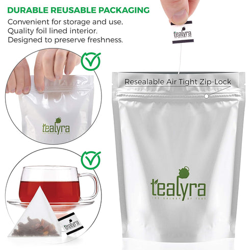 Tealyra 25 - Grandma's Garden Berry - Bags - Fruit Tea Blend - Hibiscus and Berries Based Herbal Loose Leaf Tea