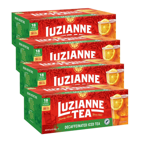 Luzianne Unsweetened Decaffeinated Iced Tea Bags, Gallon Size, 18ct Box, (Pack of