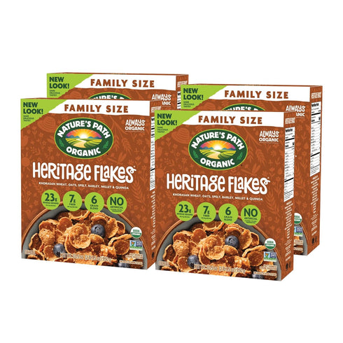 33.5 oz (Pack 4), 23g Nature's Path Organic Heritage Flakes Cereal, of Ancient Grains, Whole Grains, Non-GMO