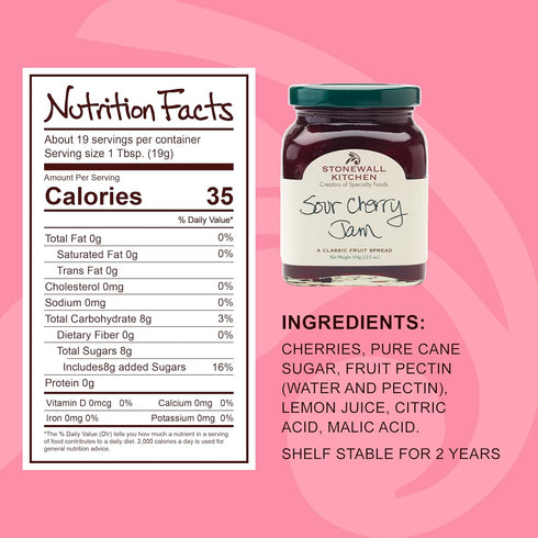 12.5 Stonewall Kitchen Sour Cherry Jam, Ounces