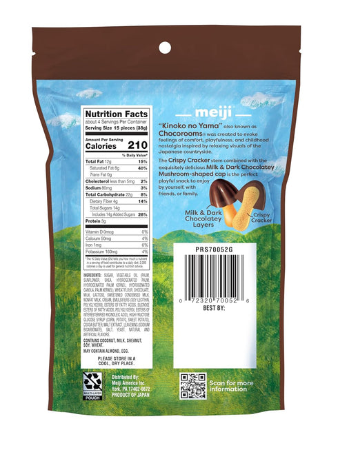 5 oz, Pack 12 Meiji Chocorooms Crispy Crackers, Milk and Dark Chocolate Combination - of - Bite Sized Crackers in Fun
