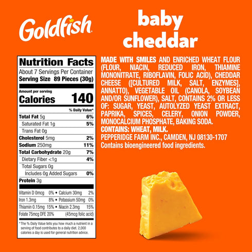 7.2 Oz Goldfish Baby Cheddar Cheese Crackers, Bag