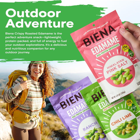 12g-13g 3-Pack 4.75oz Pack Biena Crispy Roasted Edamame Beans Snack High Protein Snack for Adults & Kids, Protein per