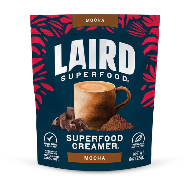 Laird Superfood Non-Dairy Coffee Creamer Mocha, Gluten Free Vegan Powder Creamer, 8 oz. Bag, Pack of 1