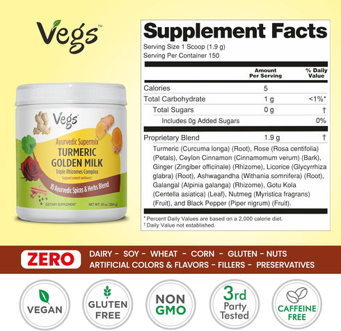 (150 Immune, (10 oz) Turmeric Golden Milk Powder Servings) - Ayurvedic Triple Rhizomes Spice Mix, Organic Turmeric