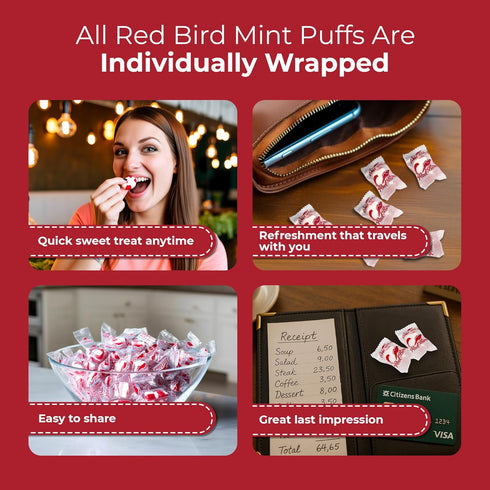 46 oz 3 lb Red Bird Peppermint Puffs Bag and Red Bird Crushed Peppermint Candy Tub Bundle, Gluten-Free Kosher Candy