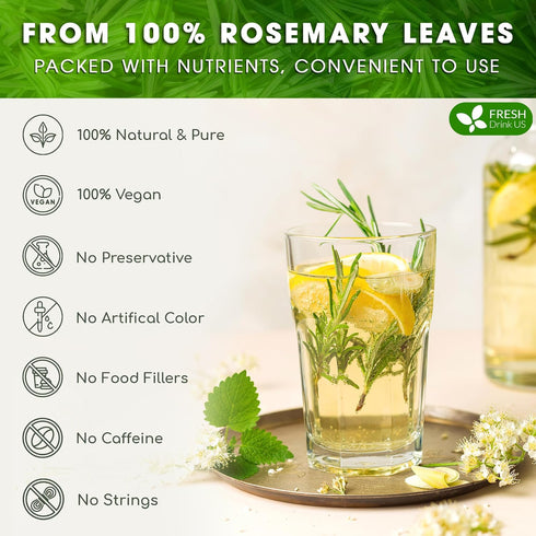 135 100% (135 FreshDrinkUS, Premium Rosemary Leaf Tea Bags, Natural and Pure Rosemary Dried Leaves, Pure Herbal Tea, No