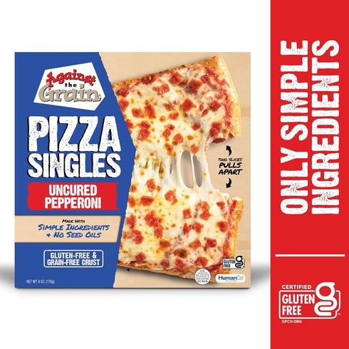 Against The Grain Frozen, 6oz Uncured Pepperoni Pizza Singles, Gluten-Free, Grain-Free, Seed Oil-Free, Single Serve