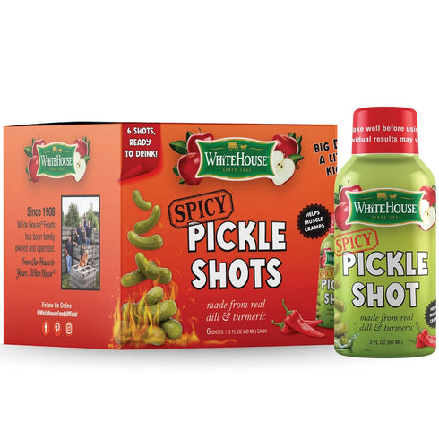 White House Spicy Pickle Shots, With Real Dill and Turmeric, Juice Hydrates