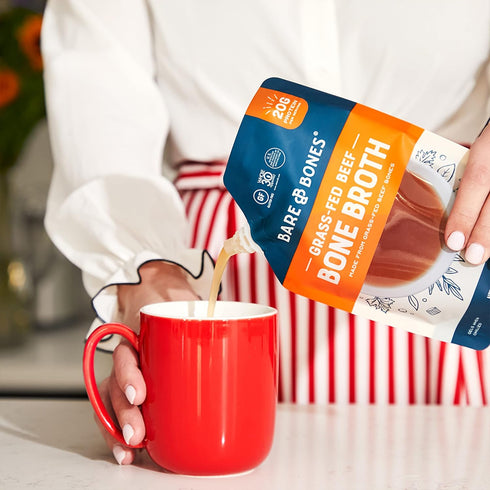 16 oz., Pack 4, 100% Bare Bones Beef Bone Broth for Cooking and Sipping, of Grass-Fed, Protein and Collagen Rich, Keto