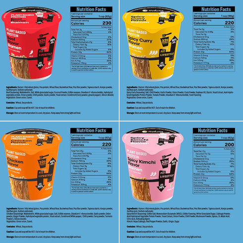 Pack, 8-Pack 32g Hethstia High Protein Ramen Variety Instant Ramen Noodle Soup Cups (Chicken, Beef, Spicy Kimchi, Spicy