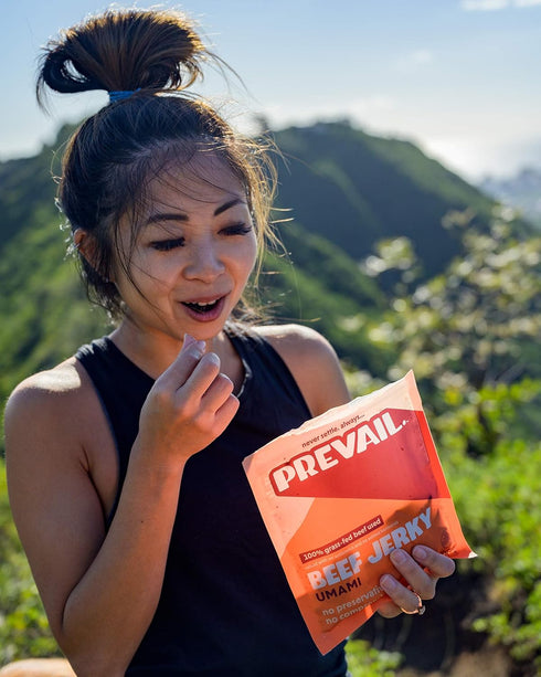 PREVAIL Umami Grass-Fed Beef Jerky | SOY FREE | 100% Grass-Fed | Gluten Free Snacks | Pack of 3 Bags, 2.25oz