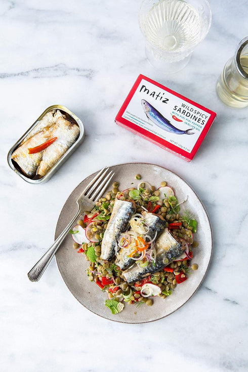 4.2 oz (4.2 (Pack 5)) Matiz Spicy Wild Spanish Sardines in Olive Oil and Piri Piri Pepper, Ounce