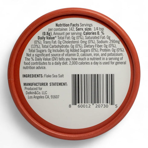 4 Oz Dalkin & Co. Flake Salt, Sea Salt for Cooking and Baking, Natural Artisan Seasoning, Eco Friendly Hand Harvested
