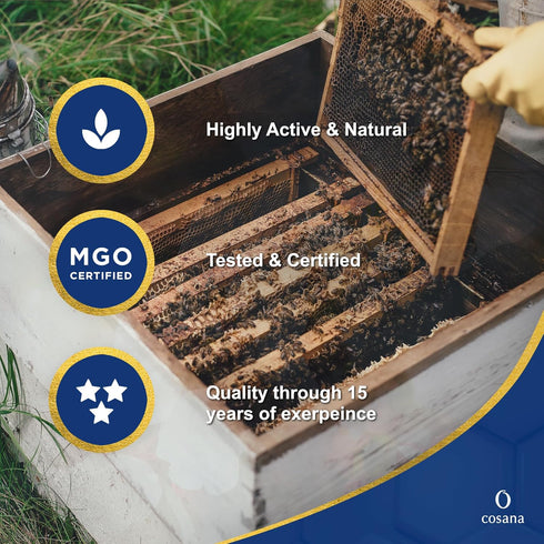 Cosana 50+ 250g Manuka Honey MGO - - Multifloral - Bottled, sealed and certified in New Zealand
