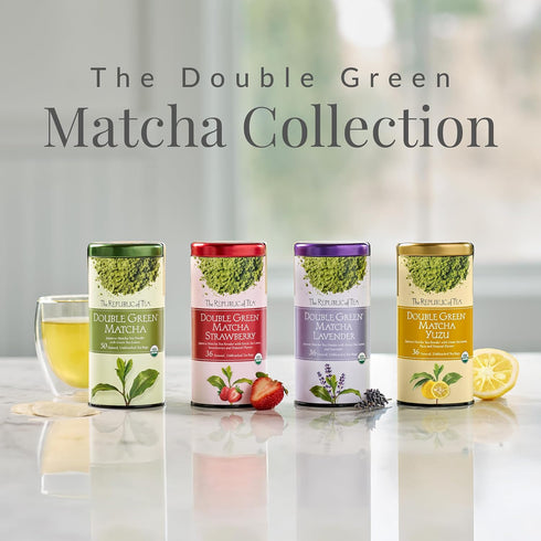 36 The Republic of Tea Organic Double Green Matcha Lavender, Individual Tea Bags with Japanese Matcha Tea Powder