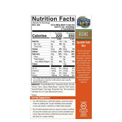 5.5 oz (Pack 6), 20 Lundberg Organic Spanish Rice Pilaf, of Gluten-Free, Vegan, Minute Cook Time