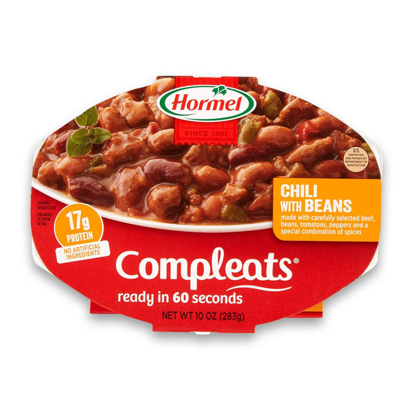 HORMEL COMPLEATS Chili with Beans Microwave Tray, 10 Ounces (Pack of 6)