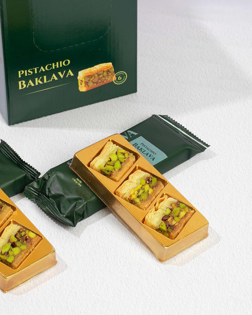 6 Pack (3 Pack) (Pack 6, Snacklava Pistachio Baklava Bites - Pieces per - No Artificial Ingredients, Colors