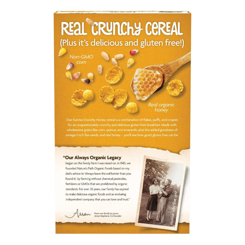 10.6 oz (Pack 6), Nature's Path Organic Sunrise Crunchy Honey Cereal, of Gluten Free, Non-GMO