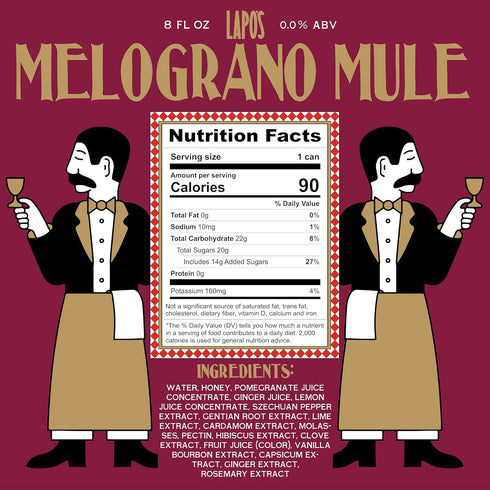 8 OZ 4 Pack Lapo's Pomegranate Mule, Non Alcoholic Drink & Mocktail, Lemon, Wildflower Honey, Rosemary & Ginger