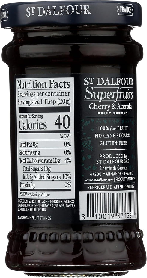 6 oz 100% St. Dalfour Superfruits Cherry & Acerola Fruit Spread - - from Fruit, Gluten-Free, No Artificial Ingredients
