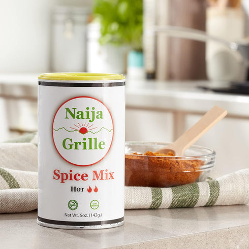 Naija Grille Seasoning - Hot All Purpose Spice Mix for Chicken, Beef, Fish, Vegetables - 5 oz Low Sodium