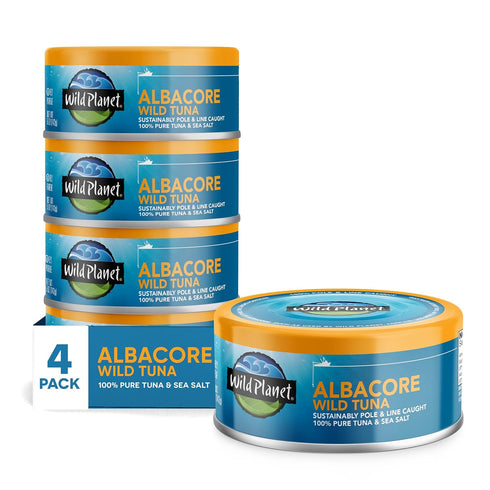 Wild Planet Albacore Wild Tuna, Sea Salt, Canned Tuna, Sustainably Wild-Caught, Pole