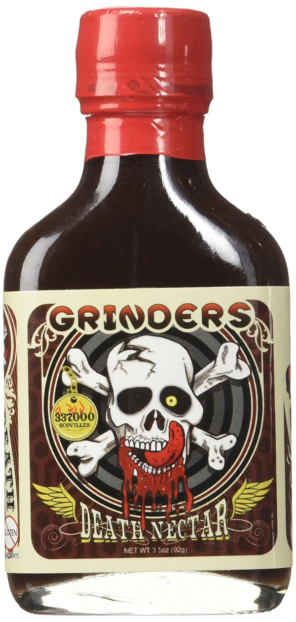 Grinders Death Nectar, Extremely Hot Ghost Pepper Hot Sauce, 3.5 oz