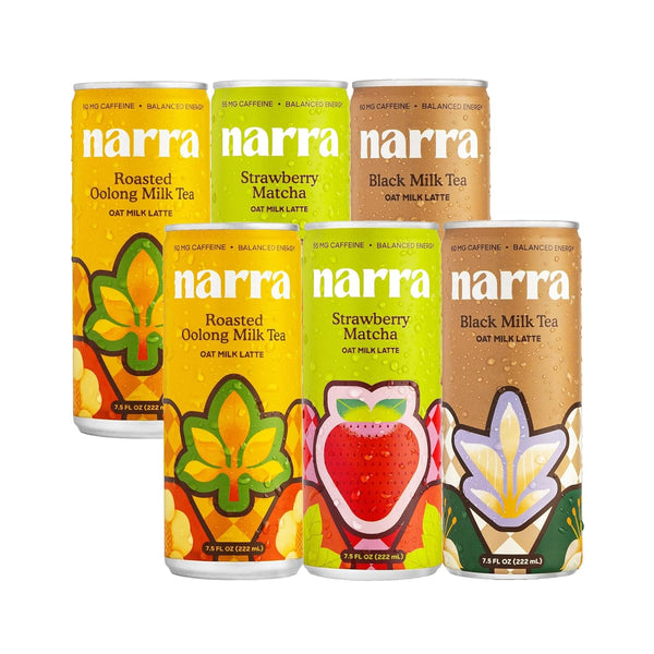 Narra Oat Milk Tea Latte Variety Pack (6 Pack) Black Tea, Roasted