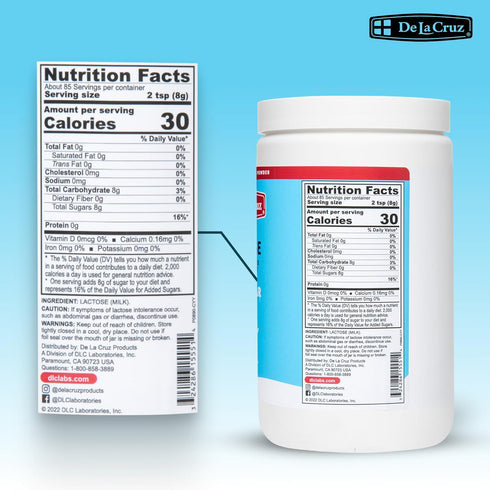 24 OZ De La Cruz Lactose Powder - Pure Lactose Monohydrate Milk Sugar NF Grade