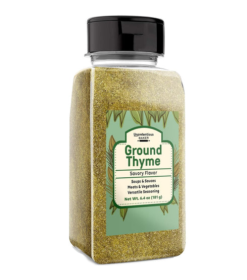 Unpretentious Ground Thyme, 6.4 oz, Versatile Seasoning for Soups & Sauces