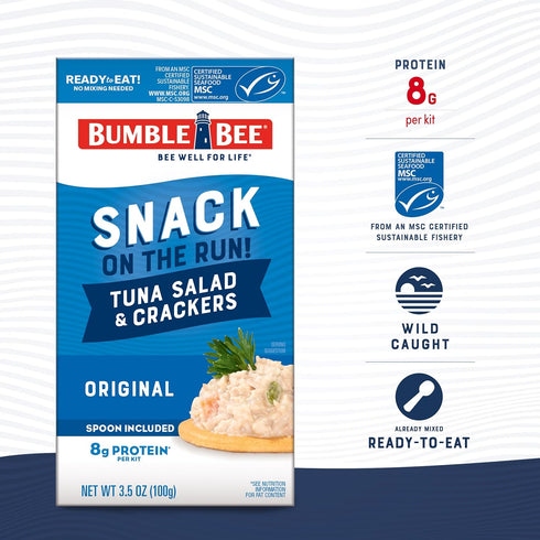 Packs (Pack 24) Bumble Bee Snack On The Run! Bulk Protein Snack - Original Tuna Salad and Classic Chicken Salad