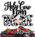LIANGSS Holy Cow I'm Three Cake Topper Kids Happy Birthday Cute Dairy Cow