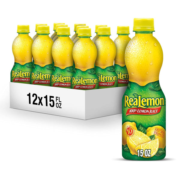 ReaLemon 100% Lemon Juice, 15 fl oz bottle (Pack of 12), Made with