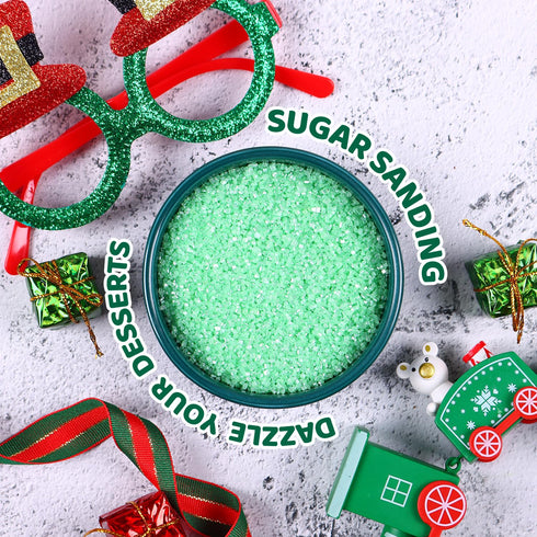 4.02oz Green Sanding Sugar Sprinkles, Easter Green Edible Glitter Sprinkles for Cake Decorating Cupcake Toppers Baking