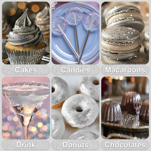 Silver Edible Glitter - 5g Food Grade Cake Decorating Shimmering Glitter for Cakes and Treats