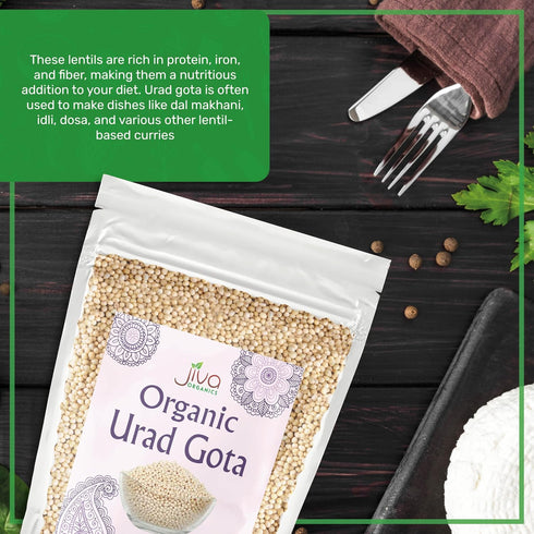 2 LB Jiva Organic Urad Gota Bag (Whole Urid White) - Vegan, Non GMO