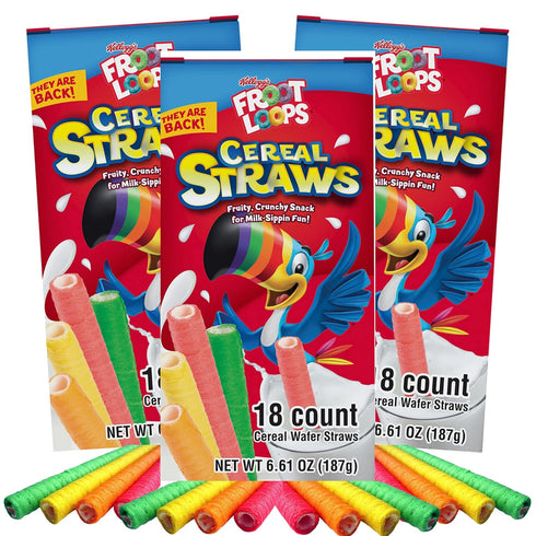 2025 Kellogg's Cereal Straws Froot Loops Edible Breakfast Straw Alternatives for Milk,