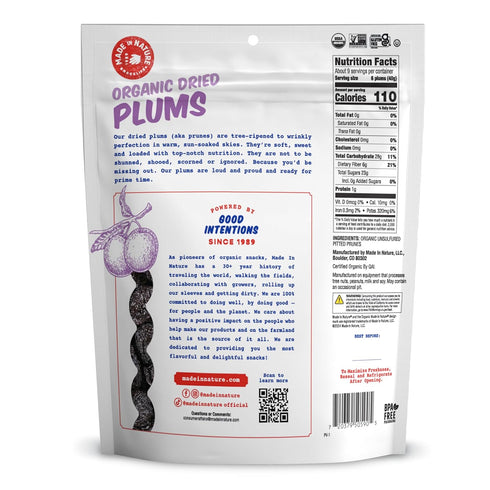 13 (Pack 1) Made In Nature Organic Dried Plums, Ounce of Vegan Snack, Non-GMO, Unsulfured, Gluten Free, Kosher
