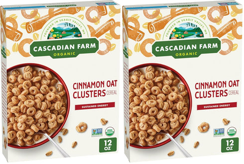 Cascadian Farm Organic Cinnamon Oat Clusters Cereal, Made with Whole Grain, Non-GMO,