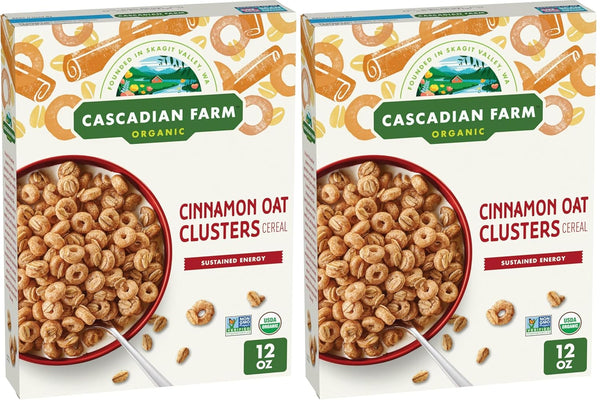 Cascadian Farm Organic Cinnamon Oat Clusters Cereal, Made with Whole Grain, Non-GMO,