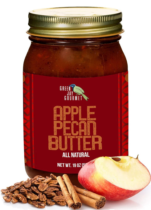 Green Jay Gourmet Apple Pecan Butter - All-Natural, Gluten-Free Fruit Spread -