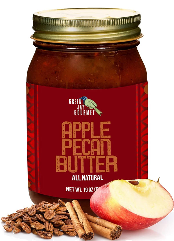 Green Jay Gourmet Apple Pecan Butter - All-Natural, Gluten-Free Fruit Spread -