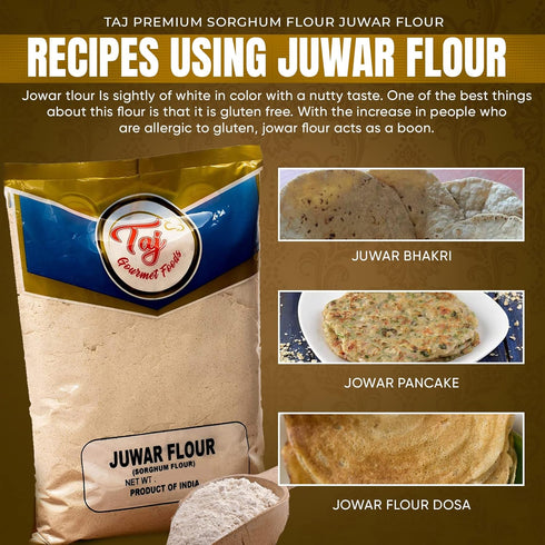 TAJ Gourmet Foods 2-Pounds TAJ Premium Sorghum Flour Juwar Flour, Jowar, No Salt