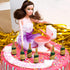 Happy 21st Birthday Cake Topper Decorations with Mini Liquor Wine Bottle Candles, Jointed Doll & Toilet
