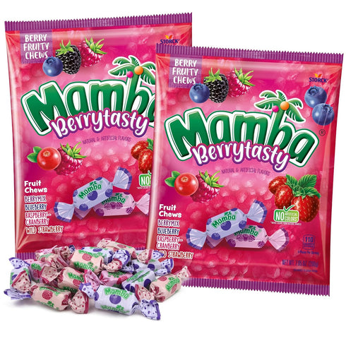 Mamba Berry Tasty Fruit Chews, Individually Wrapped Candies, Bowl Filler Treats, 7.05