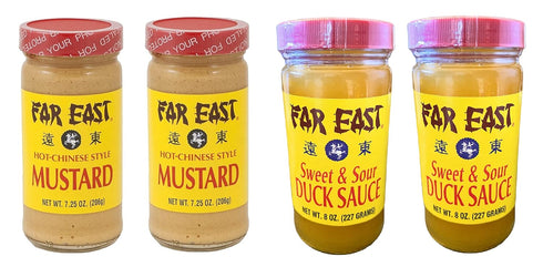 Generic Hot Chinese Mustard and Chinese Duck Sauce Sets (2 Mustard & 2