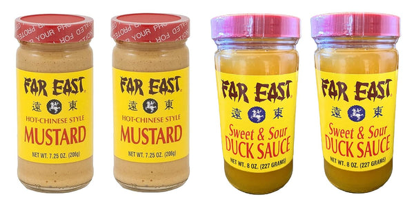 Generic Hot Chinese Mustard and Chinese Duck Sauce Sets (2 Mustard & 2