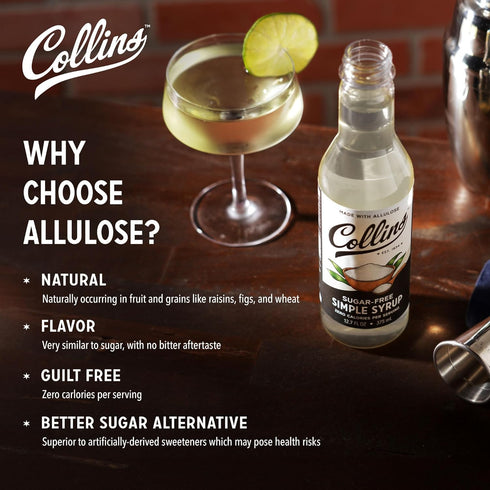 Collins Sugar Free Simple Syrup for Drinks, 32oz, Sugar Free Coffee Syrup, Simple Syrup Cocktail